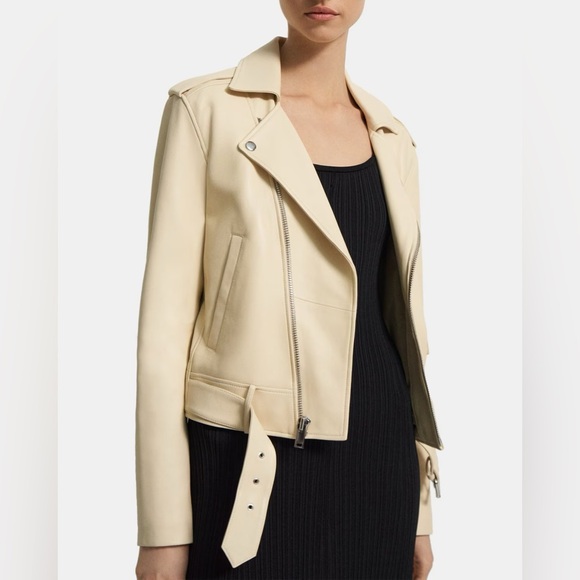 Theory Casual Moto Jacket in Leather NWT - Picture 1 of 6